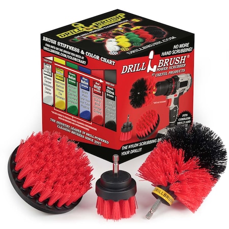 Drill Brush Power Scrubber By Useful Products 5 in W 5 in L Brush, Red Red-Orig-Red-2-4-Lim-Short
